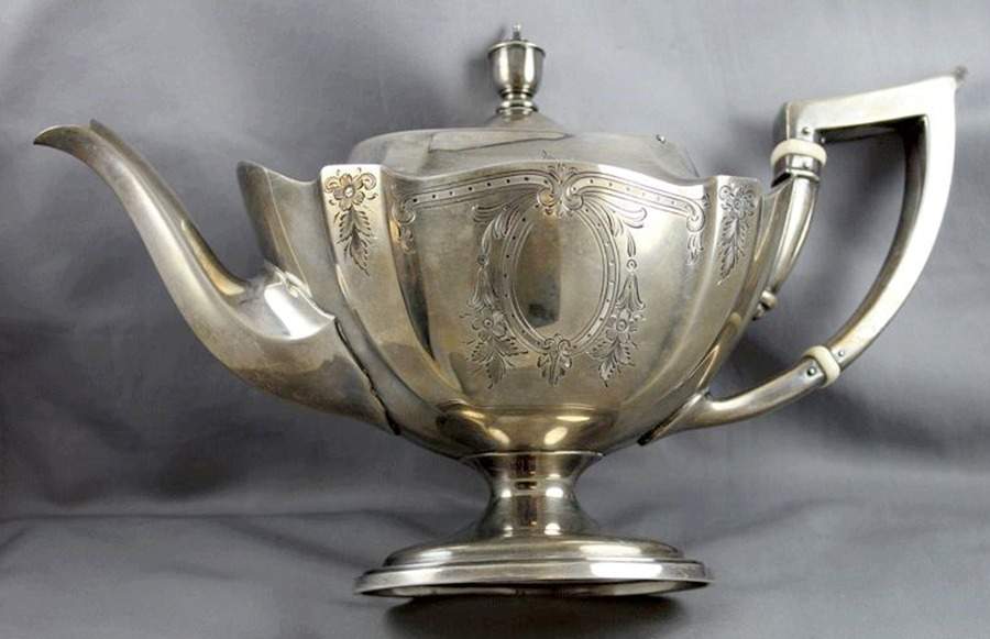 Plymouth-Engraved (Sterling, Hollowware, A2311) Teapot by Gorham Silver-1