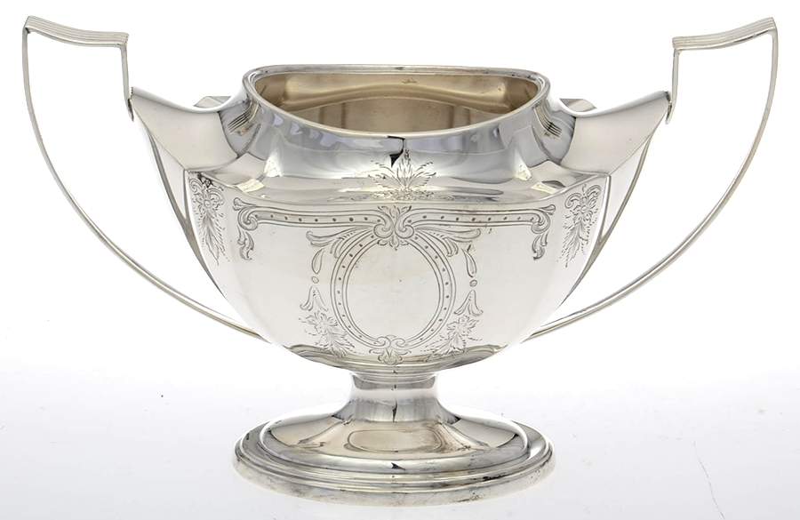 Plymouth-Engraved (Sterling, Hollowware, A2311) Sugar Bowl No Lid by Gorham Silver-1