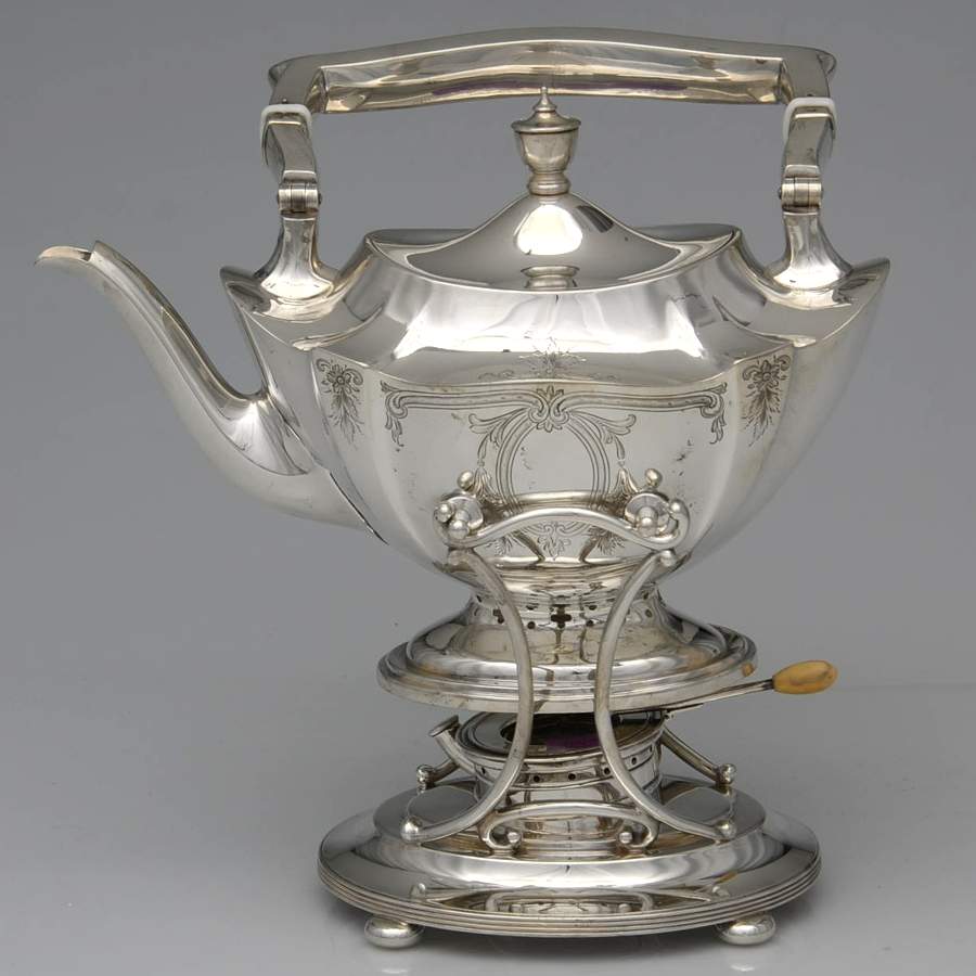 Plymouth-Engraved (Sterling, Hollowware, A2311) Kettle, Stand & Burner by Gorham Silver-1