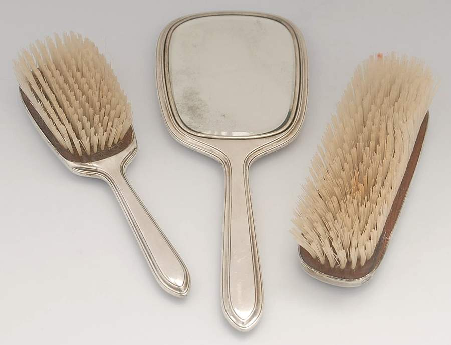 Chatham (Sterling, Hollowware) 3-Piece Vanity (Cloth Brsh, Hair Brsh & Miror) by Gorham Silver-1
