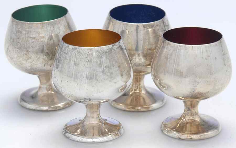 955 (Sterling, Hollowware) Enameled Cordial Cup - Set of 4 by Gorham Silver-1