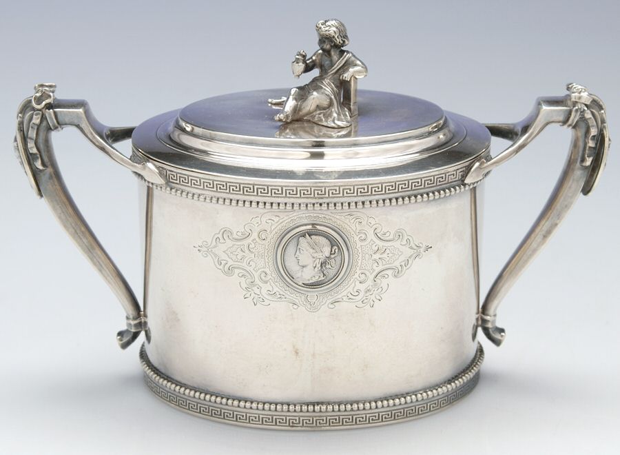 261 (Coin, Hollowware) Sugar Bowl with Lid by Gorham Silver-1