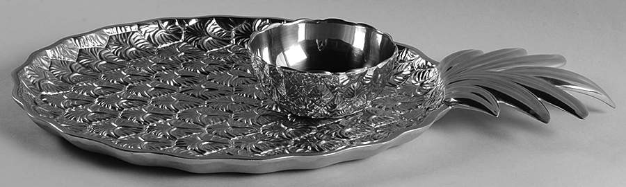 Pineapple (Silverplate, Hollowware) 2 Piece Chip & Dip Set by Godinger-1