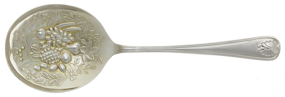 English Shell (Silverplate) Solid Smooth Berry/Casserole Spoon by Gentry Silver-1