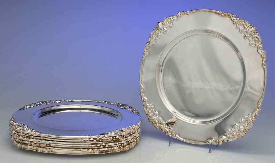 Baroque (Silverplate, Hollowware) Service/Dinner Plate - Set of 12 by Godinger-1