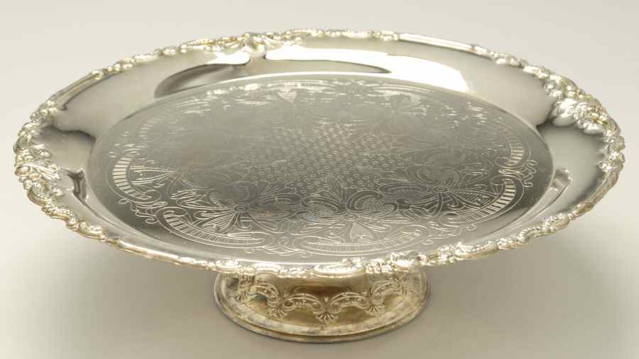 Baroque (Silverplate, Hollowware) 12" Diameter Pedestal Cake Stand by Godinger-1