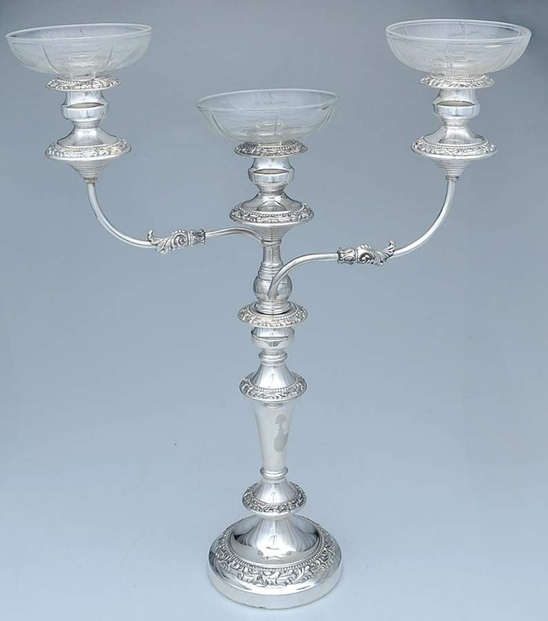 Silverplate Hollowware Epergne with Glass Liners by Goldfeder Silver Co-1
