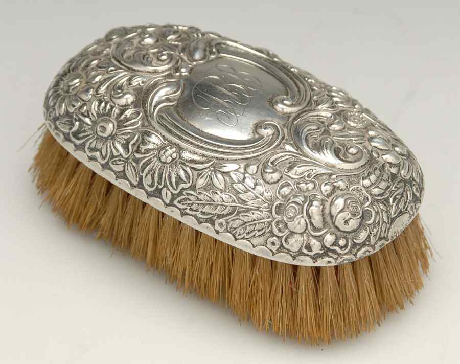 Repousse Chased (Sterilng, Hollowware) Military Brush by Gorham Silver-1
