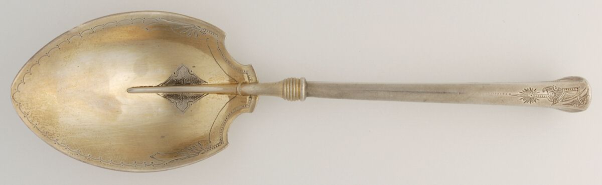 Angelo (Sterling, 1870) Bright Cut Preserve Spoon by Gorham Silver-1