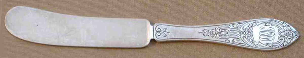 Wentworth-1822-C-Chased (Strlng, 1902) Flat Handle Butter Spreader by Gorham Silver-1