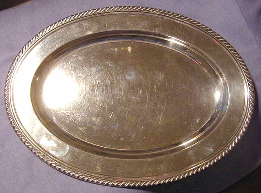 489 (Sterling, Hollowware) 12" Oval Serving Platter by Gorham Silver-1