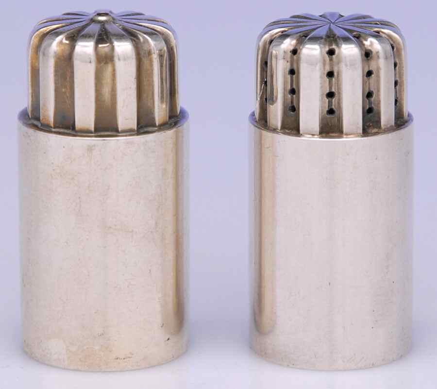 Bernadotte (Sterling, 1939, Hollowware) Salt and Pepper Set by Georg Jensen (Denmark)-1
