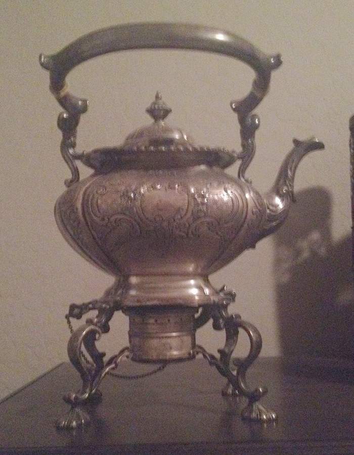 English Gadroon-Gadroon (Strl, Hlwr, Scrls&Flrs) Kettle, Stand & Burner by Gorham Silver-1
