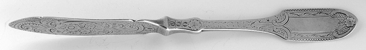 GLT6 (Coin) Flat Twisted Handle Master Butter Knife Bright Cut by Galt & Bro-1