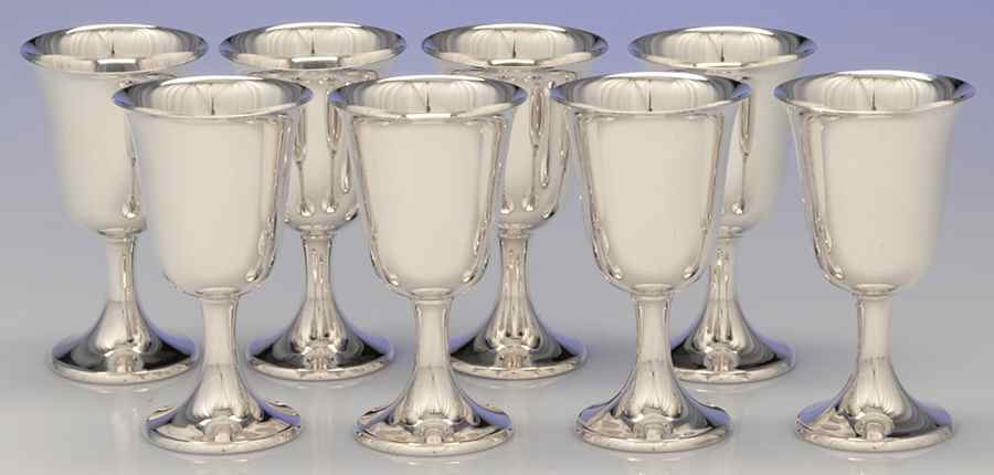 Puritan (Sterling, Hollowware) (Set of 8) Wine Goblet by Gorham Silver-1