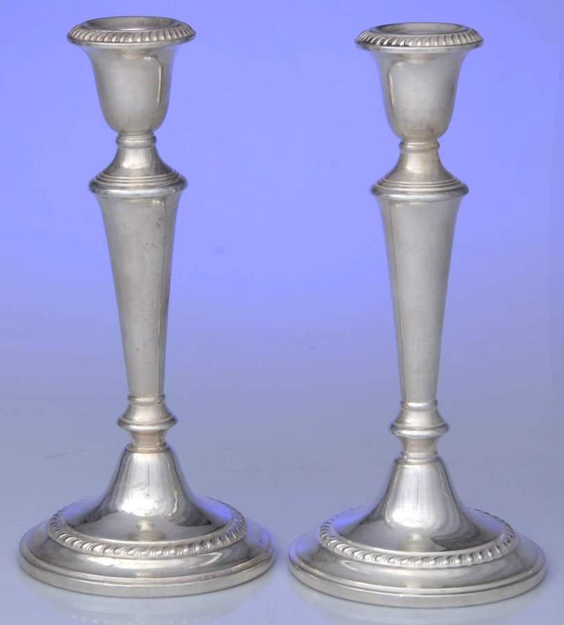 675 (Sterling, Hollowware) Pair of 9" Weighted Candlesticks by Gorham Silver-1