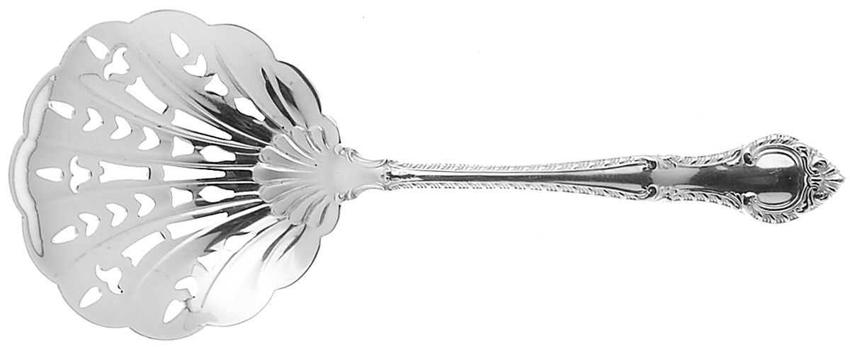 English Gadroon-Gold Vermeil (Sterling) Solid Bon Bon Spoon with Pierced Bowl by Gorham Silver-1