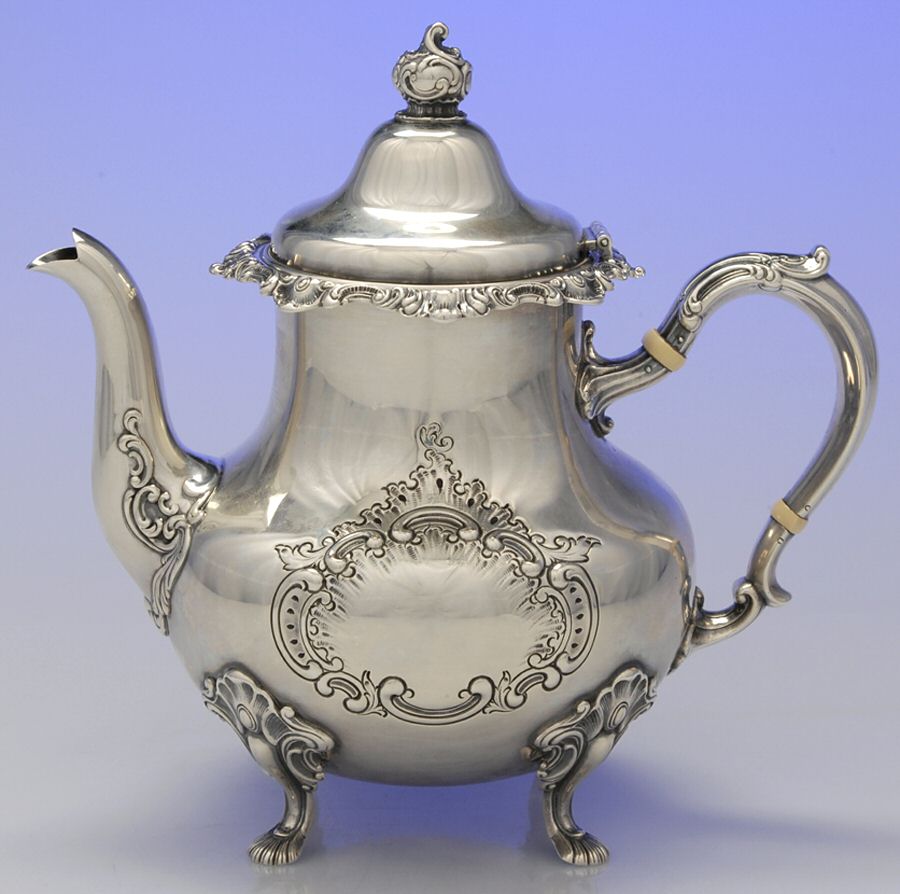 Strasbourg-Hand Chased (Strl, Hlwr, Older) Teapot by Gorham Silver-1