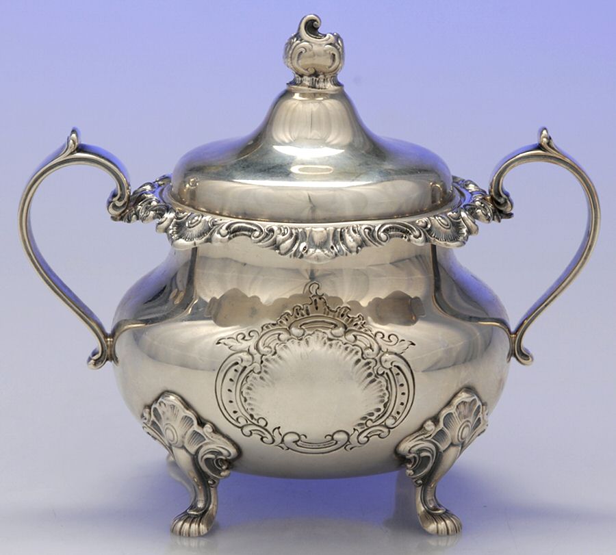 Strasbourg-Hand Chased (Strl, Hlwr, Older) Sugar Bowl & Lid by Gorham Silver-1