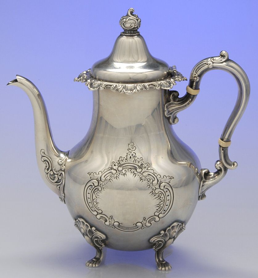 Strasbourg-Hand Chased (Strl, Hlwr, Older) Coffee Pot by Gorham Silver-1