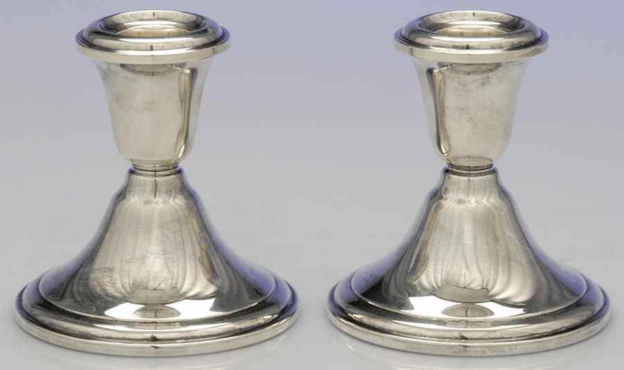 1621 (Sterling, Hollowware) Pair of Weighted Console Candleholders by Gorham Silver-1