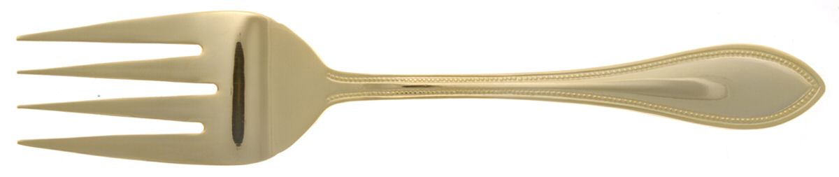 Chateau (Gold Electroplate) Medium Solid Cold Meat Serving Fork by Godinger-1