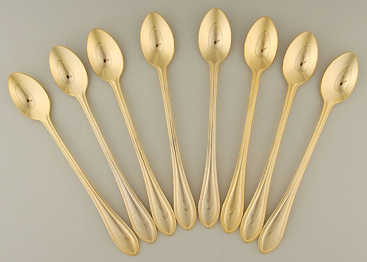 Chateau (Gold Electroplate) Iced Tea Spoon - Set of 8 by Godinger-1
