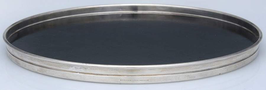 1324 (Sterling, Hollowware) 7" Round Lucite Tray with Sterling Band by Gorham Silver-1
