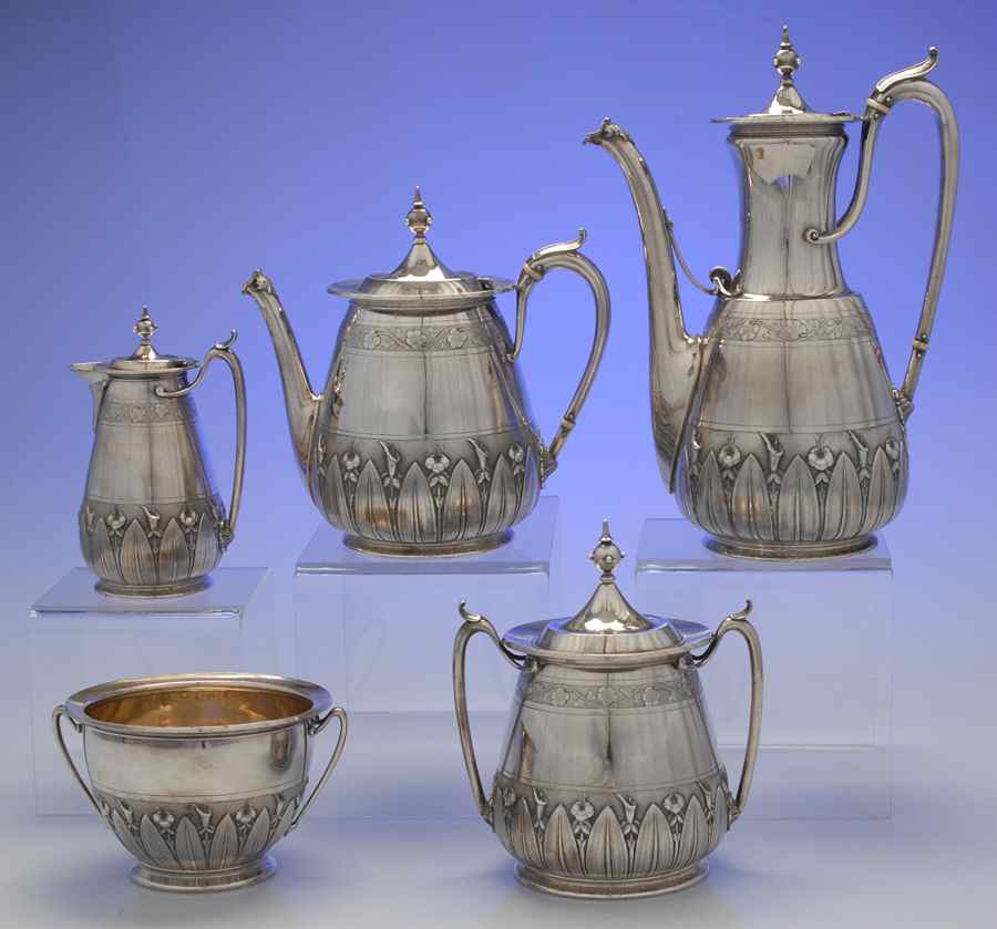 230 (Coin, Hollowware) 5 Piece Tea Set (SCP, STP, CRHL, SSU, SWB) by Gorham Silver-1