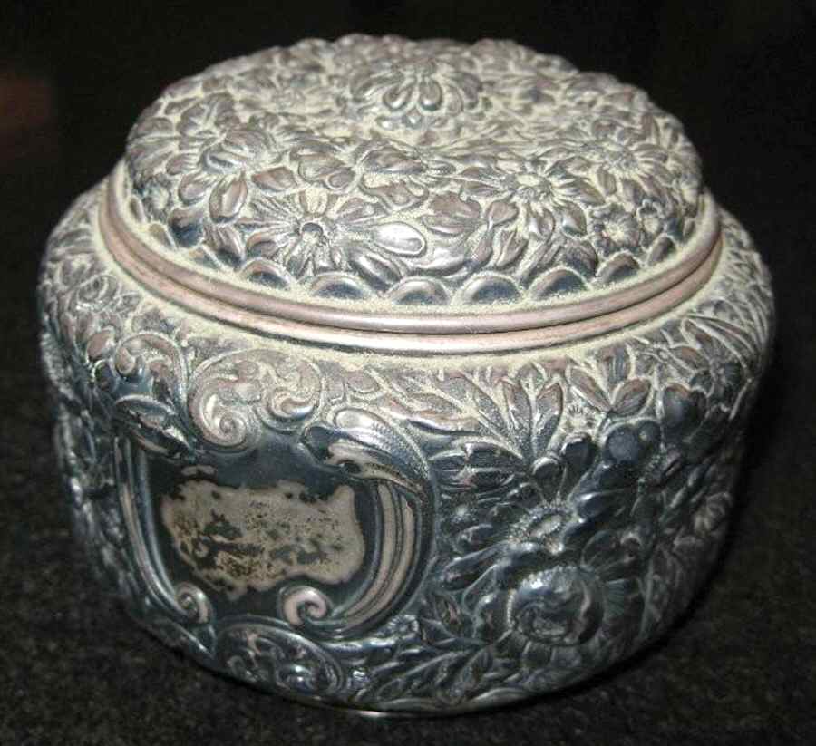 175 (Sterling, Hollowware) Solid Powder Box & Lid by Gorham Silver-1