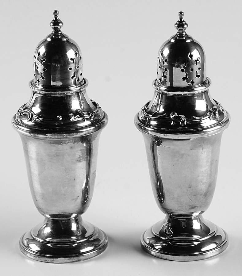 YC1568 (Silverplate, Hollowware) Salt and Pepper Set by Gorham Silver-1