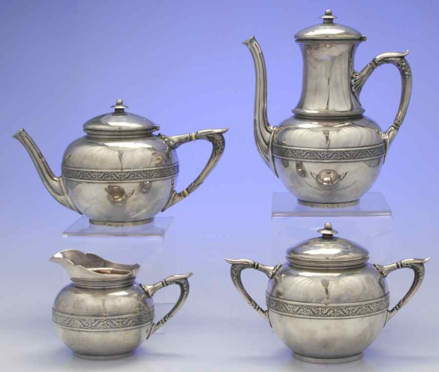 790 (Sterling, Hollowware) 4 Piece Tea Set (SCP, STP, SCR, SSU) by Gorham Silver-1