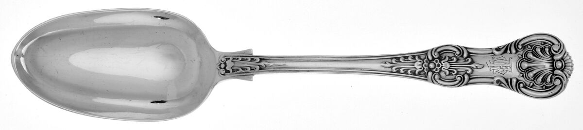 Queens (Sterling) Monogram Tablespoon (Serving Spoon) by George William Adams-1