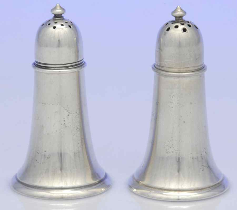 130 (Sterling, Hollowware) Salt and Pepper Set by Gorham Silver-1