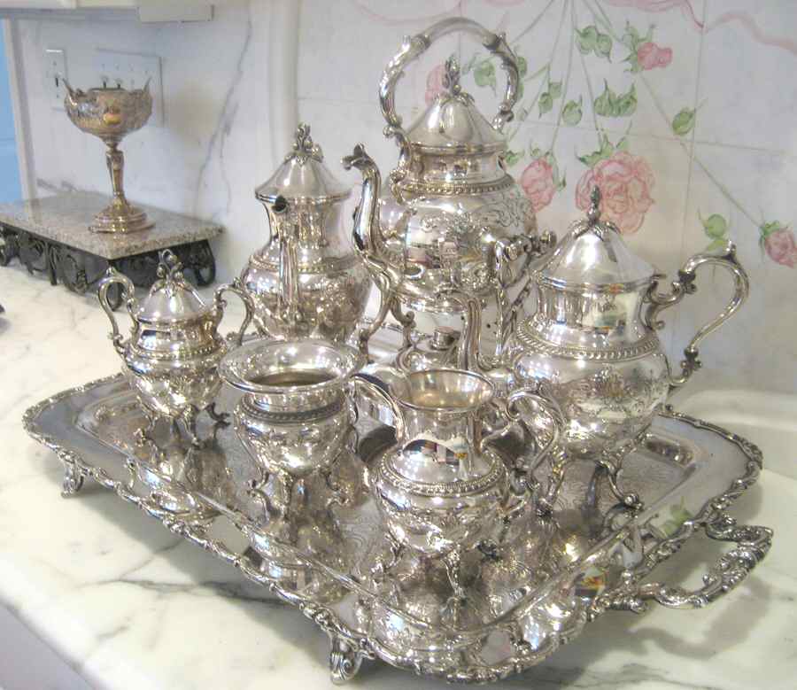 GDS2 (Silverplate, Hollowware) (4 Piece) Silverplate Tea Set by Goldfeder Silver Co-1