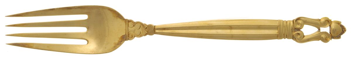 Acorn-Gold Vermeil (Sterling) Fork by Georg Jensen (Denmark)-1