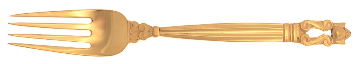 Acorn-Gold Vermeil (Sterling) Fork by Georg Jensen (Denmark)-1