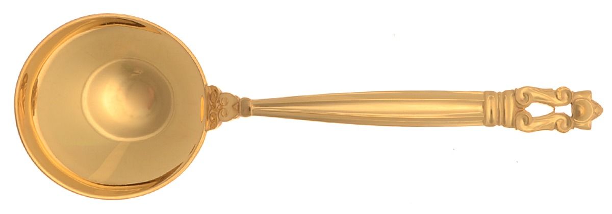 Acorn-Gold Vermeil (Sterling) Round Bowl Soup Spoon (Cream Soup) by Georg Jensen (Denmark)-1