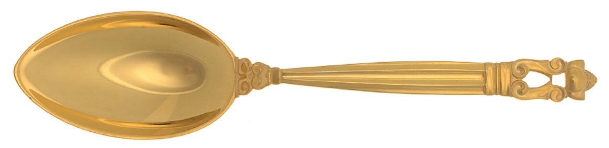 Acorn-Gold Vermeil (Sterling) Dessert/Oval Soup Spoon by Georg Jensen (Denmark)-1