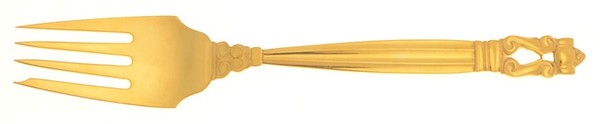 Acorn-Gold Vermeil (Sterling) Individual Salad Fork by Georg Jensen (Denmark)-1