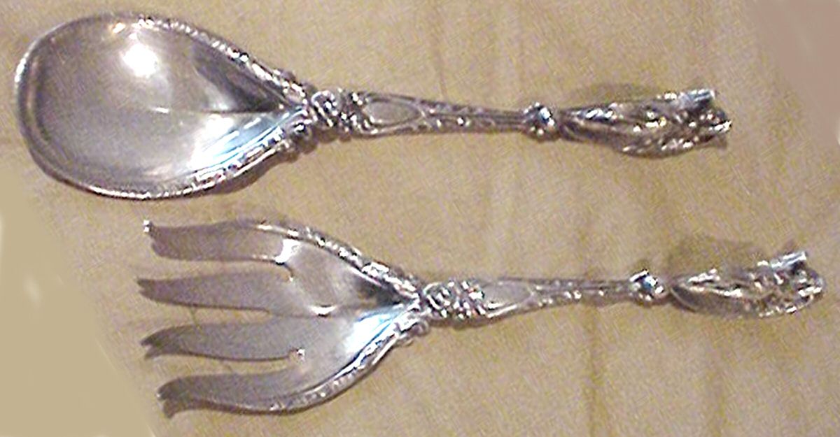 667 (Sterling) (2 Pc) Solid Salad Set by Gorham Silver-1