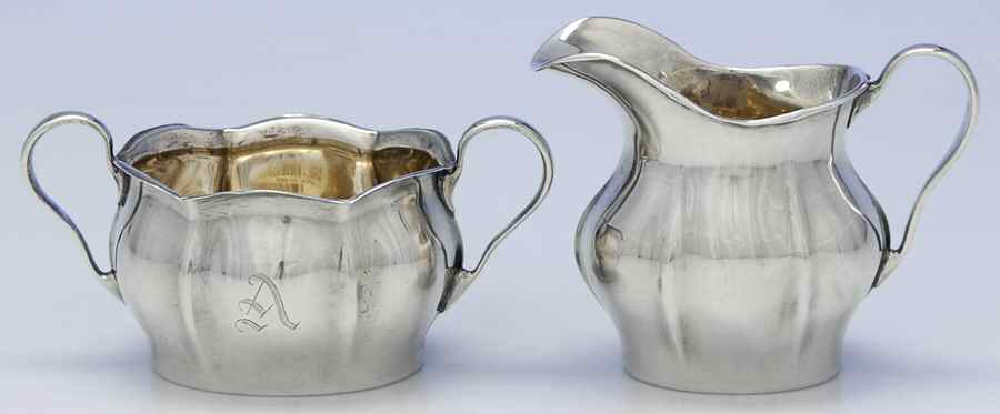 A5528 (Sterling, Hollowware) Mini Sterling Creamer and Open Sugar by Gorham Silver-1