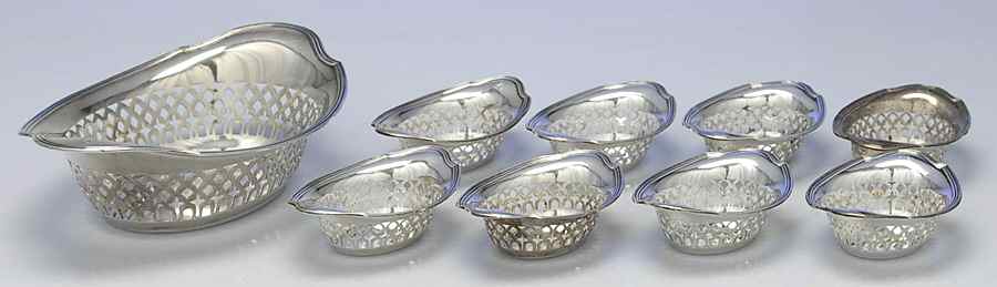 Plymouth-Large (Sterling, Hollowware) 9pc Nut Dish Set by Gorham Silver-1
