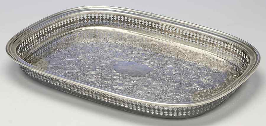 YB212 (Silverplate, Hollowware) Silverplate Gallery Tray by Gorham Silver-1
