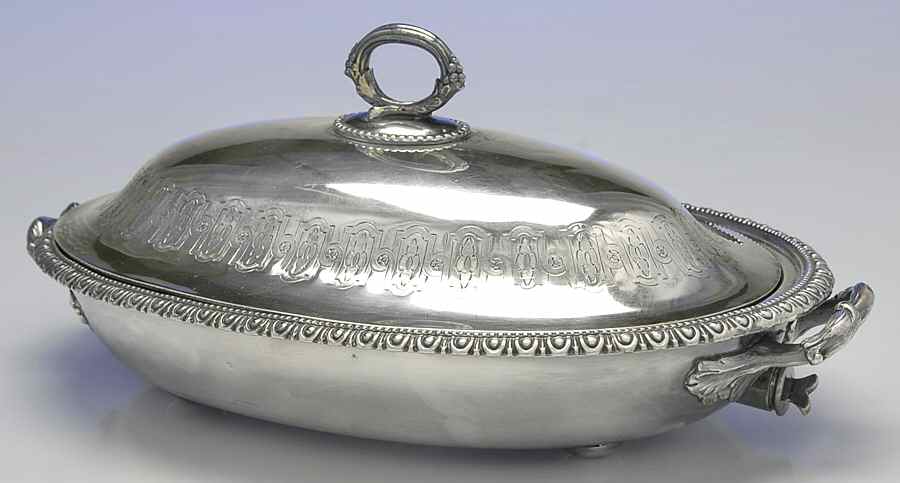 Silverplate Hollowware Plated Oval Covered Vegetable Bowl by Goldsmiths & Silversmiths Co. Ltd.-1