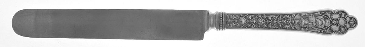 Medici-Old (Sterling, 1880, Monograms) Blunt Hollow Knife with Bolster by Gorham Silver-1