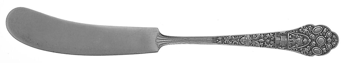 Medici-Old (Sterling, 1880, Monograms) Small Flat Handled Butter Spreader by Gorham Silver-1