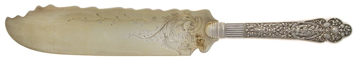 Medici-Old (Sterling, 1880, Monograms) Sterling Blade Ice Cream Slicer,Hollow,Bright Cut by Gorham Silver-1