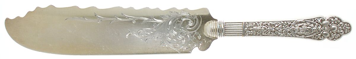 Medici-Old (Sterling, 1880, Monograms) Sterling Blade Ice Cream Slicer,Hollow,Bright Cut by Gorham Silver-1