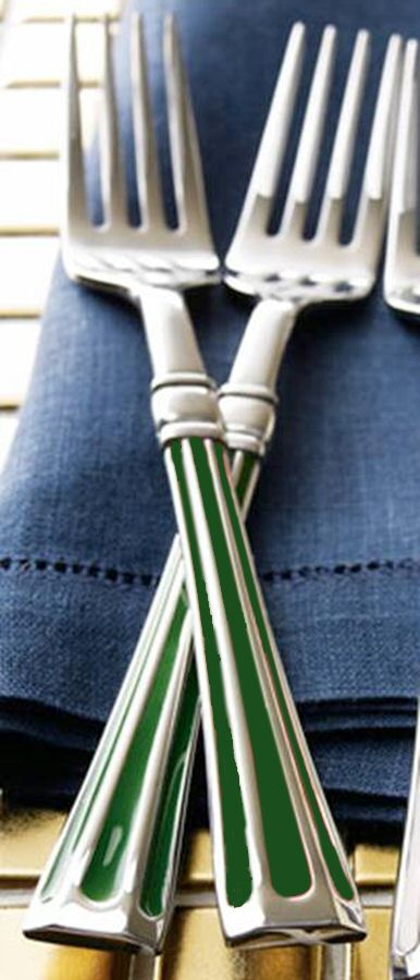 Stripe Enamel-Green (Stainless) Fork by Godinger-1